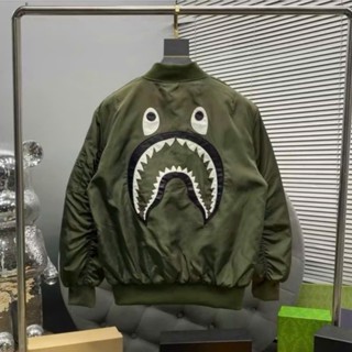  Áo Khoác Bomber Gió Thêu Da Hình Cá Mập Bản Trần Bông 3 Lớp Cao Cấp Form Dáng Boy Phố Tay Nhún Hottrend 2025 