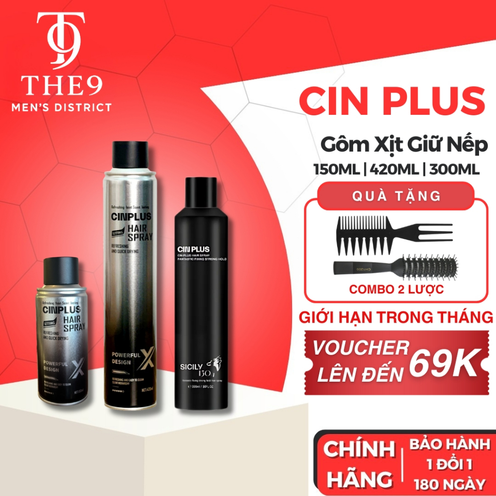 [CHÍNH HÃNG] Gôm xịt tóc nam CINPLUS Hair Spray X gôm cứng 150ml, 420ml, gôm mềm 300ml