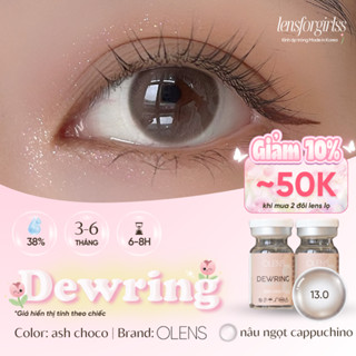 (OLENS) Kính áp tròng nâu sữa trong trẻo DEWRING ASH CHOCO chính hãng KOREA | Hsd 3-6 tháng | Lens cận | LENSFORGIRLSS