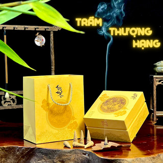  Bộ Quà Tặng Trầm Hương Hộp 56 Nụ   THƯỢNG HẠNG   HOÀNG ĐAN TEA Đốt Thác Khói Thiền Định Xông Phòng 