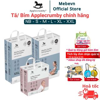 Bỉm Applecrumby chính hãng Slim + Overnight cao cấp, bỉm ngựa Applecrumby siêu khô thoáng đủ size