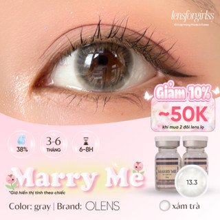 (OLENS) Kính áp tròng sz GIÃN TRÒNG xám trà MARRY ME GRAY chính hãng KOREA  | HSD 3-6 tháng | Lens cận | LENSFORGIRLSS