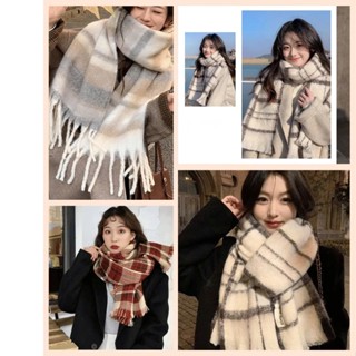  Khăn quàng choàng cổ nữ mùa đông len lông cừu phong cách vitage Hàn Quốc đẹp giữ ấm áp caro đủ màu đen đỏ xám xanh 