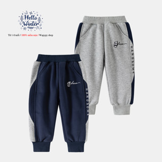  Quần nỉ bé trai Wellkids thêu gấu lus quần dài nỉ siêu ấm mẫu mới 2025 