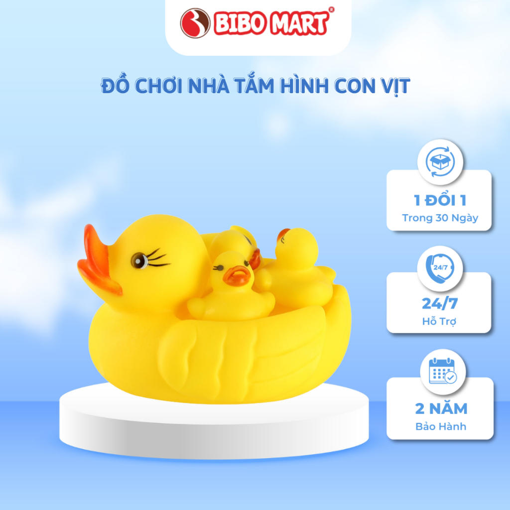 Bộ Đồ Chơi Nhà Tắm Hình Con Vịt Với 1 Vịt Mẹ Và 3 Vịt Con Giúp Kích Thích Giác Quan Cho Bé - Bibo Ma