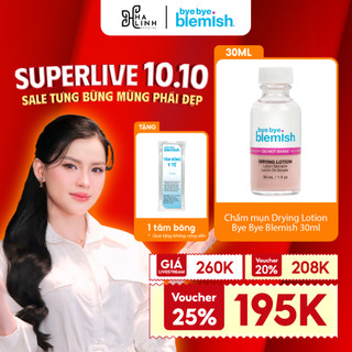   Võ Hà Linh x Bye Bye Blemish  Chấm Mụn Giảm Mụn Nhanh Sau 1 Đêm Cho Mụn Trắng Sưng Đỏ Da Nhạy Cảm Tặng Tăm Bông 30ml 