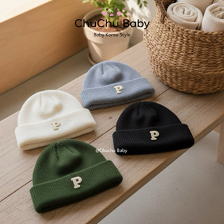  Mũ len cho bé Mũ len cho bé trai bé gái từ 6 tháng đến 2 tuổi kiểu dáng đơn giản thêu chữ P - Chuchu Baby 