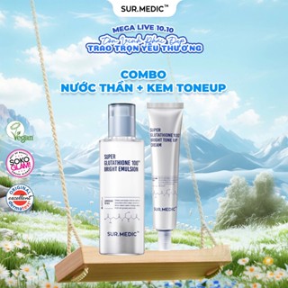 Bộ Đôi Dưỡng Trắng Da Kem Tone Up + Nước Thần Trắng Da SUR.MEDIC Super Glutathione 100 Bright 160ml