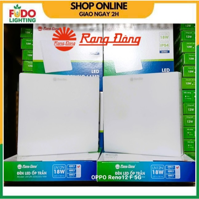 Đèn Led ốp trần vuông LN12N Rạng Đông đế nhựa 220x220/18W, 300x300/24W chính hãng