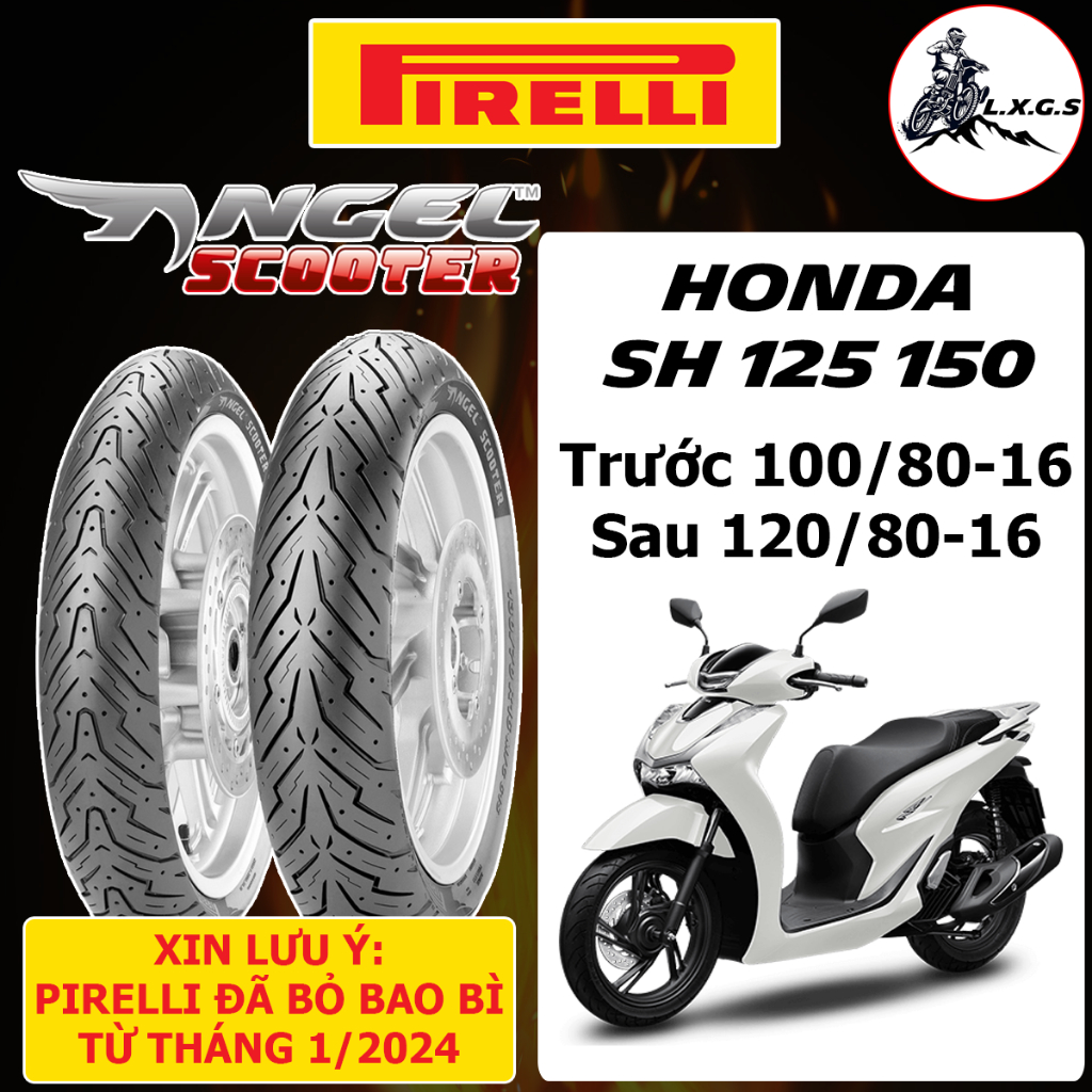 (Pirelli cho SH 125 150) Vỏ lốp xe Pirelli Angel Scooter size 100/80-16 & 120/80-16, vỏ ko ruột