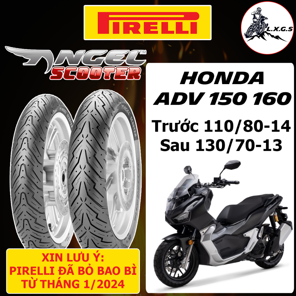 (Pirelli cho Honda ADV 150 160) Vỏ lốp xe Pirelli Angel Scooter 110/80-14 & 130/70-13, vỏ ko ruột