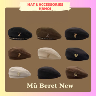  Mũ nồi nữ ❤️ Nón beret chất dạ phong cách Retro Nhật Bản Tym Gold Handmade Gấu gold,... thời trang cao cấp 