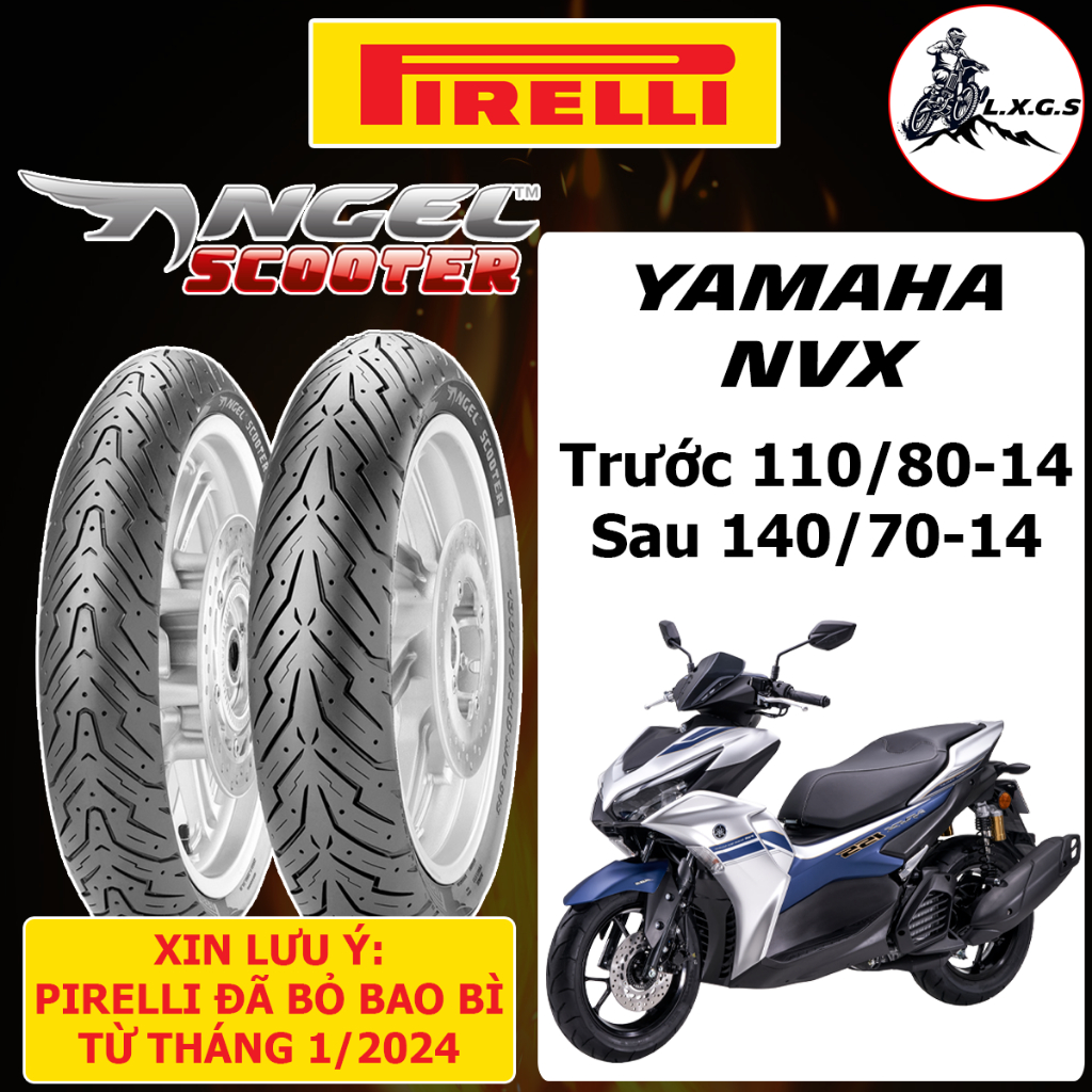(Pirelli cho Yamaha NVX) Vỏ lốp xe Pirelli Angel Scooter size 110/80-14 & 140/70-14, vỏ ko ruột