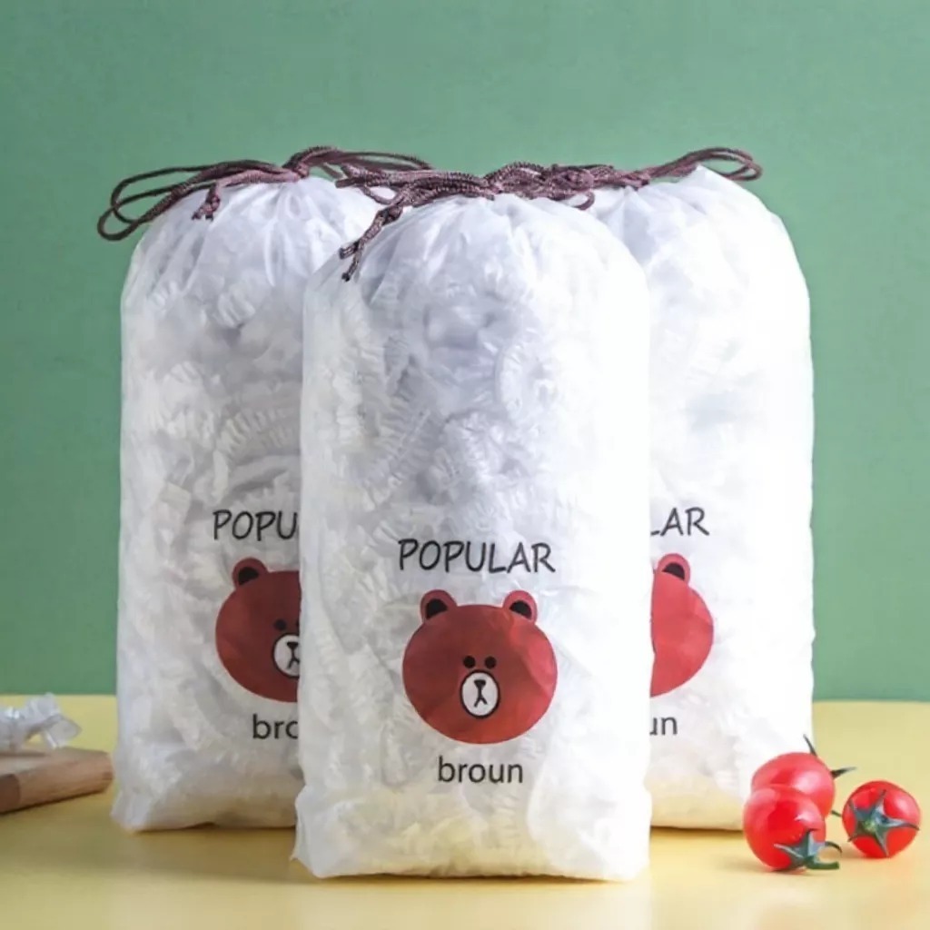 Túi màng bọc thực phẩm JYoohome chất liệu PE co dãn có chun siêu dai, Túi gấu bọc đồ ăn