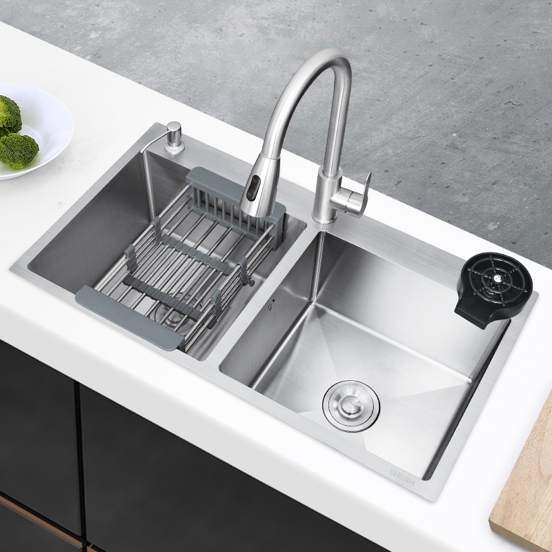 (CHẬU DÀY NHẤT 3.5LY) Chậu Rửa Chén Bát 100% INOX 304 N5 8245 NA.GRAND Mặt 3.5ly, chậu không sơn và 