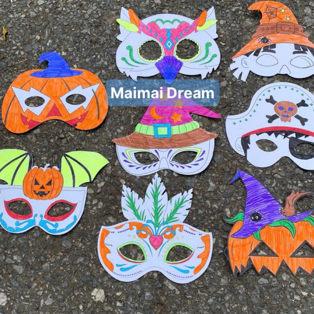 Combo 20 mặt nạ tô màu Halloween, Trung thu, Noel (kèm dây đeo cắt sẵn)