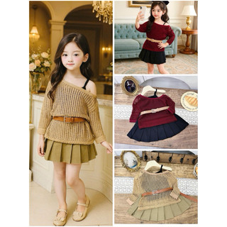  MỘC BABY STORE -Sét Chân Váy Kèm áo lệch vai tặng kèm đai nịt cho Bé Gái 10-30kg 