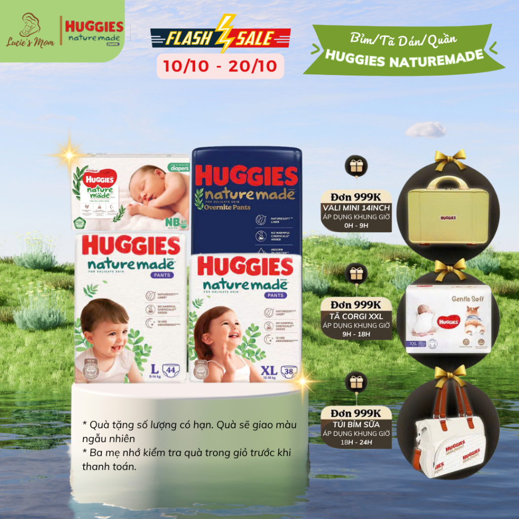 [Siêu Cao Cấp] Tã/Bỉm Dán/Quần Huggies Platium/ Naturemade Mẫu Mới size NB/S/M/L/XL/XXL -Lucie's Mom