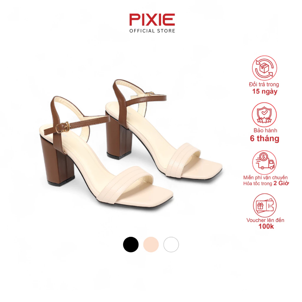 Giày Sandal Nữ Cao Gót 8cm Quai Chần Chỉ Pixie X913
