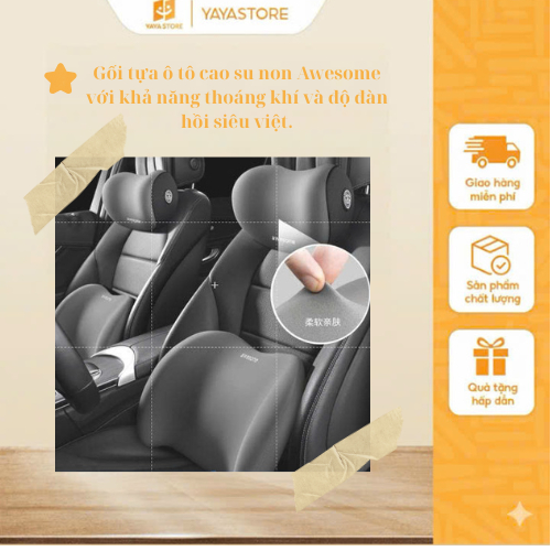 Gối Tựa Đầu Và Tựa Lưng Cao Su Non Ngồi Ghế Ô Tô Awesome, Tựa Lưng Văn Phòng, Gối Đầu Bàn Làm Việc