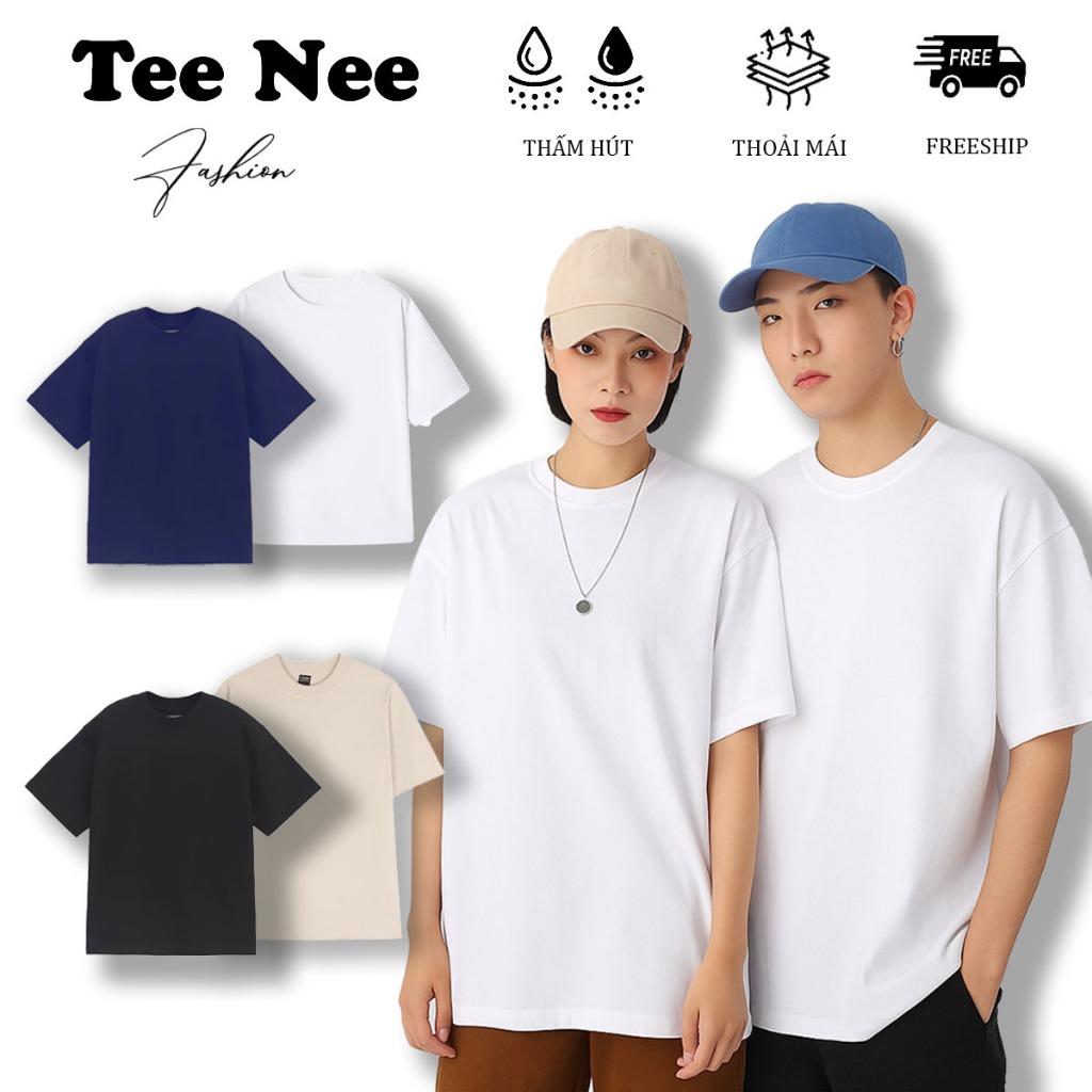 Áo Thun Trơn Cotton nam nữ chống nhăn 250gsm TeeNee, Áo Cổ Tròn đủ màu thiết kế basic mặc thoải mái
