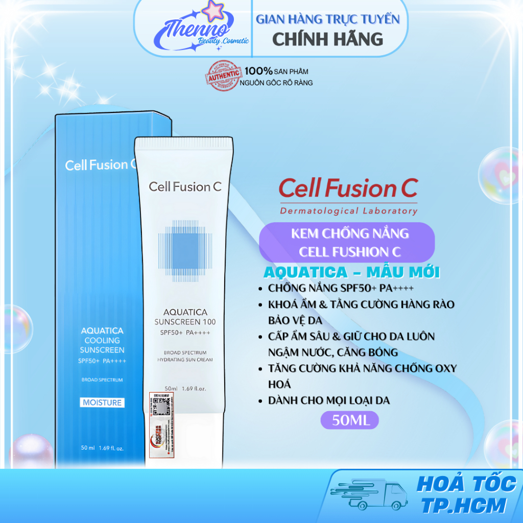 Kem Chống Nắng Cấp Ẩm & Làm Dịu Da Khô Cell Fusion C Aquatica Sunscreen 100 SPF50+ PA++++ 50ml