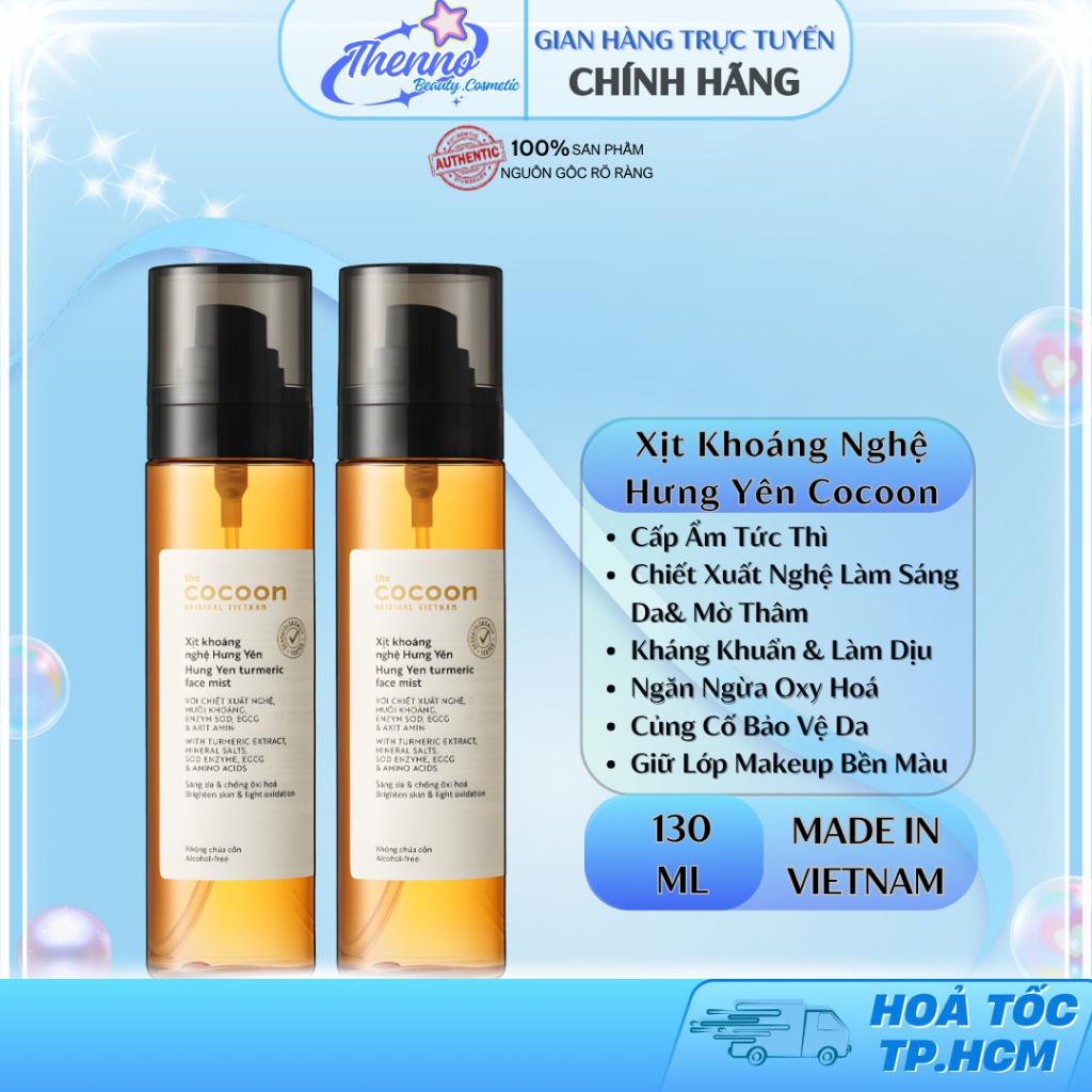Xịt Khoáng Nghệ Hưng Yên Sáng Da Và Chống Oxy Hóa Cocoon Turmeric Face Mist 130ml