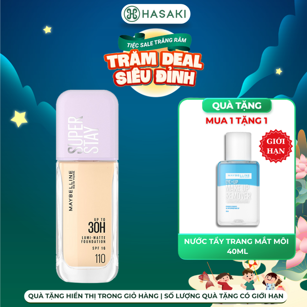 [DAILY] Kem Nền Maybelline Bắt Sáng Che Phủ Siêu Nhẹ Superstay Up To 30H Lumi Matte Foundation 35ml Hasaki