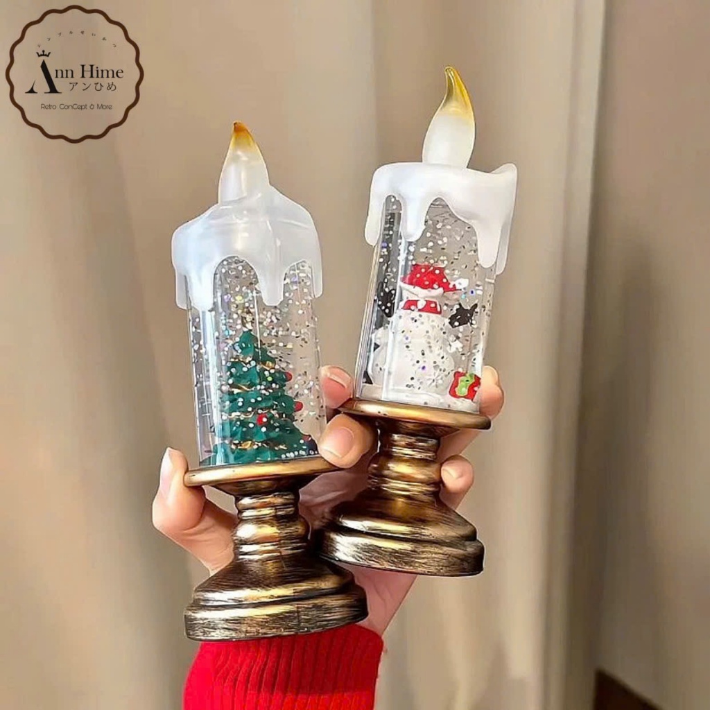 Nến Giáng Sinh LED Trang Trí Noel Phát Sáng Để Bàn Cỡ Nhỏ