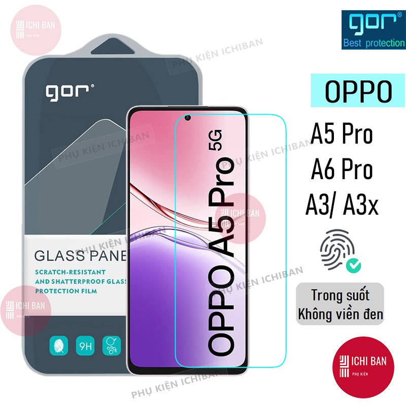 Kính Cường Lực Oppo A5 Pro 5G, OPPO A6 Pro 5G, Oppo A3, OPPO A3X Trong Suốt Không Viền Đen 9H/ Vát 2