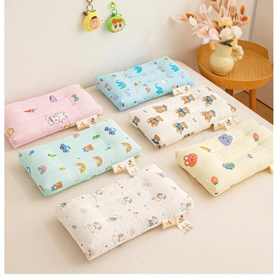 Gối Massage Cho Bé Yéu 3 Rãnh Chất Vải Cotton Organic, Ruột Bông Gòn Chống Mỏi Cho Bé Ngủ Ngon 40x25cm