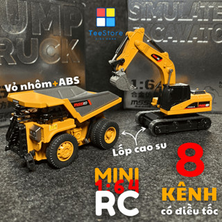 [1:64 RC] Xe Xúc, Xe Ben Mini Điều Khiển Từ Xa 8 Kênh – Xe Công Trường Hợp Kim Tỉ Lệ 1:64