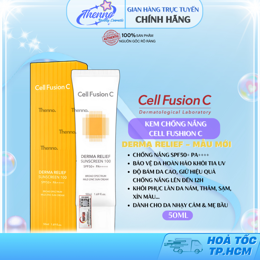 Kem Chống Nắng Thuần Vật Lý An Toàn Cho Mẹ Bầu & Em Bé Cell Fusion C Derma Relief Sunscreen 100 SPF 