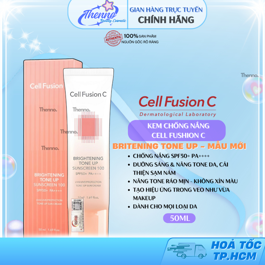 Kem Chống Nắng Nâng Tone Mịn Lì Kiềm Dầu Cell Fusion C Brightening Tone Up Sunscreen 100 SPF50+ PA +