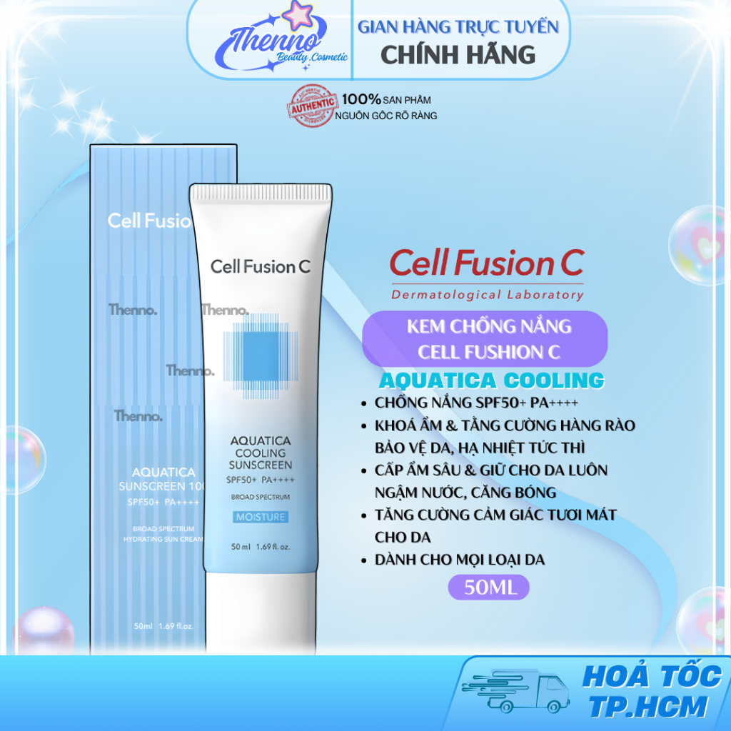 Kem Chống Nắng Hạ Nhiệt Cấp Ẩm & Làm Dịu Da Khô Cell Fusion C Aquatica Cooling Sunscreen 100 SPF50+ 