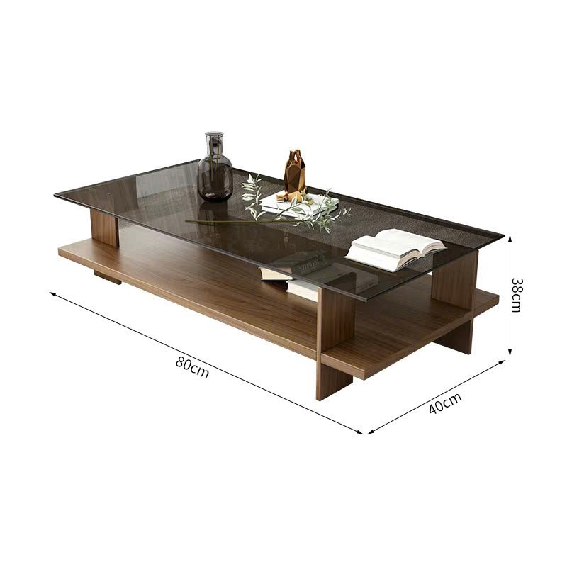 Bàn Trà Kính Cường Lực Chân Gỗ Hiện Đại – Bàn Sofa Phòng Khách Sang Trọng | BigBuy360 - bigbuy360.vn