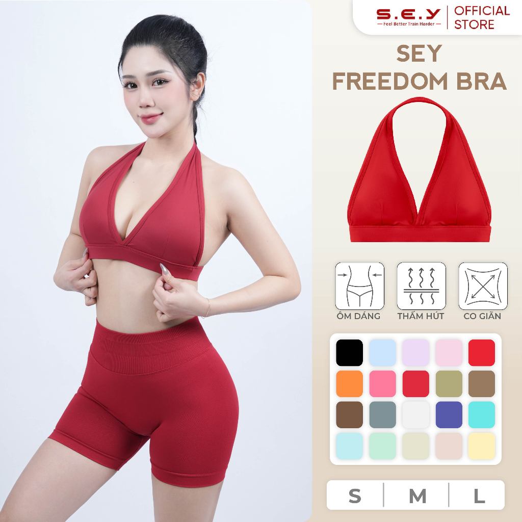 Áo Bra Thể Thao SEY Freedom, Có Sẵn Đệm Mút Cổ Yếm Cho Nữ Tập Gym, Yoga | BigBuy360 - bigbuy360.vn