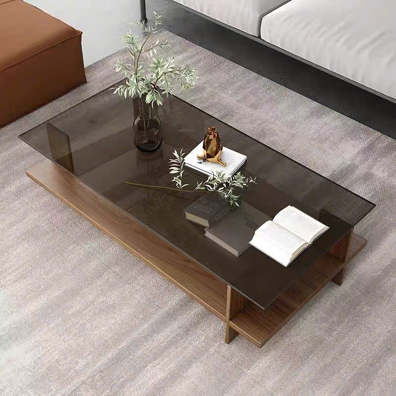 Bàn Trà Kính Cường Lực Chân Gỗ Hiện Đại – Bàn Sofa Phòng Khách Sang Trọng | BigBuy360 - bigbuy360.vn