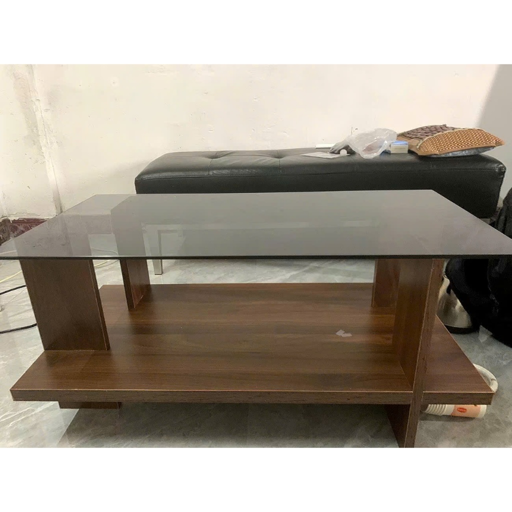 Bàn Trà Kính Cường Lực Chân Gỗ Hiện Đại – Bàn Sofa Phòng Khách Sang Trọng | BigBuy360 - bigbuy360.vn