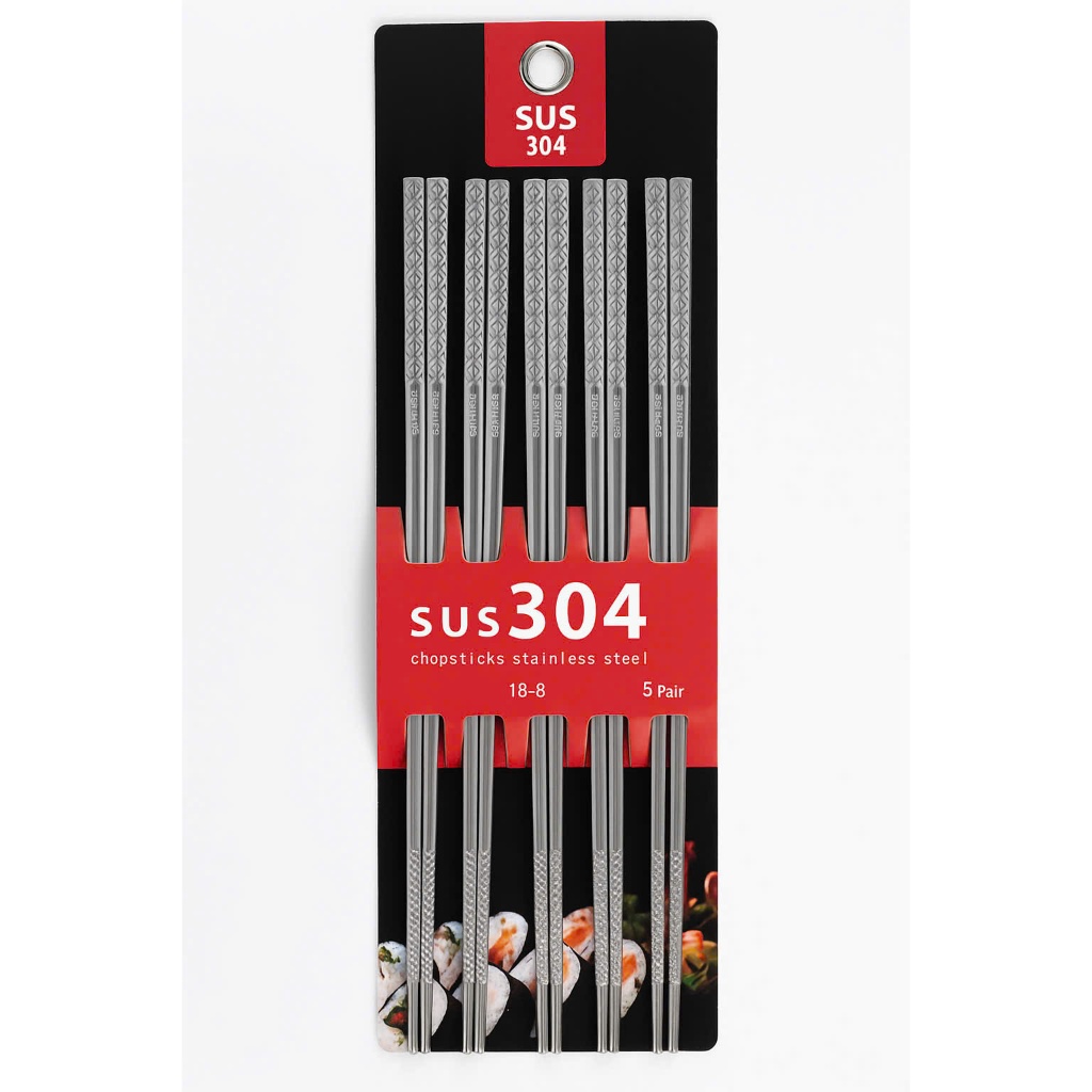 Đũa Ăn Cơm - 5 Đôi Inox, Đũa Inox 304 Chống Trượt - Đũa Cao Cấp