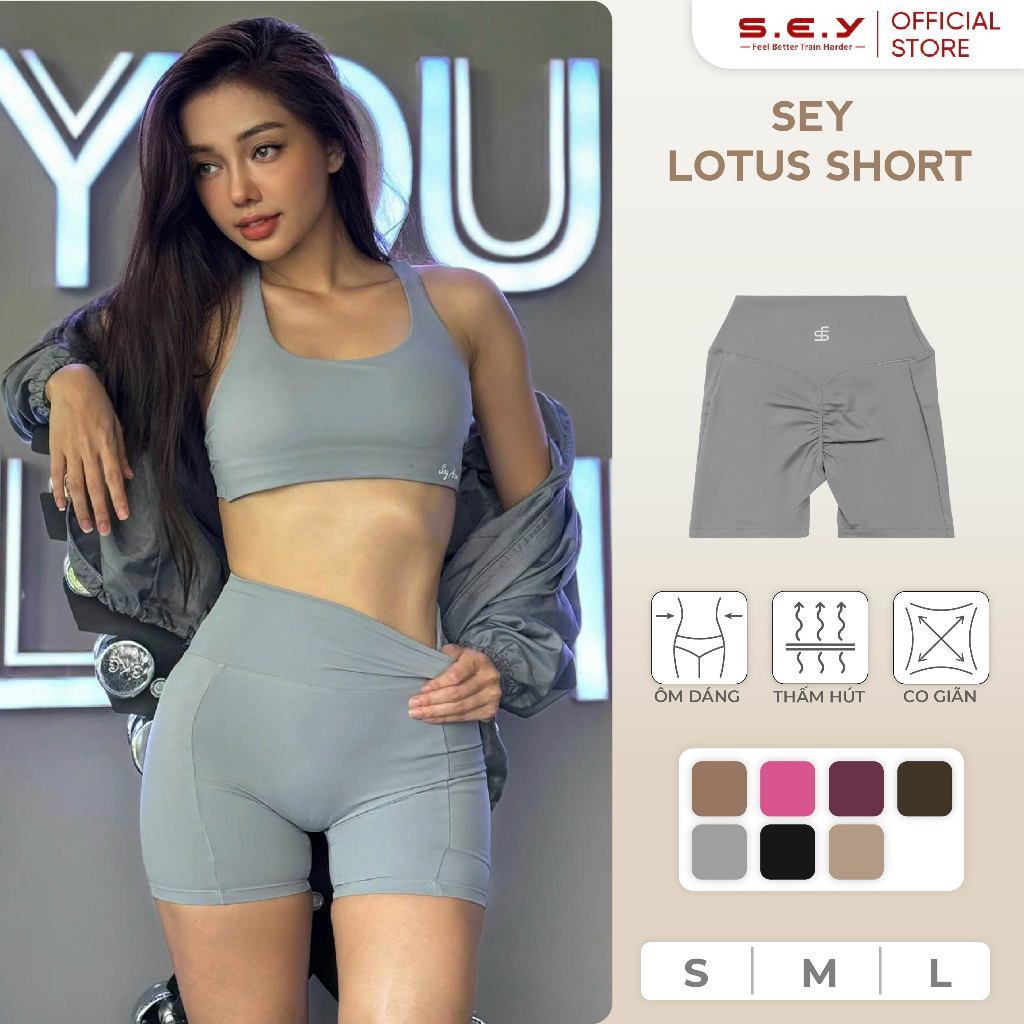 Quần tập gym nữ SEY Lotus Short Lycra - đồ tập gym nữ chất liệu vải cao cấp, thoải mái vận động | BigBuy360 - bigbuy360.vn