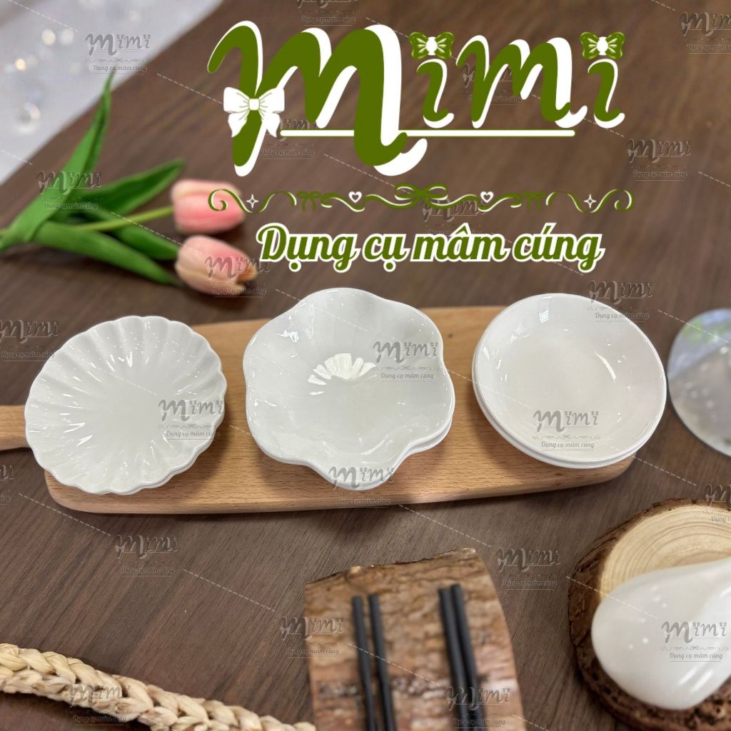 Các mẫu đĩa sứ trắng đựng bánh bao đĩa sứ hoa cúc-đĩa sứ tròn - bát lá sen nhỏ