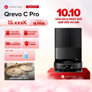 [Tặng nước lau] Roborock Qrevo C Pro robot hút bụi lau nhà ]Giặt nước nóng 75°C | Lực hút 18.500 Pa | Bảo hành 2 năm