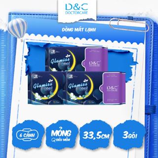 Combo 3 gói băng vệ sinh thảo dược Glamiss Cool ban đêm 33.5 cm