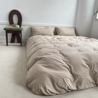 Set Chăn Ga Gối 4 Món Bling Bedding Chất Liệu Cotton Đũi Trơn, Bộ Chăn Ga Gối Mùa Hè