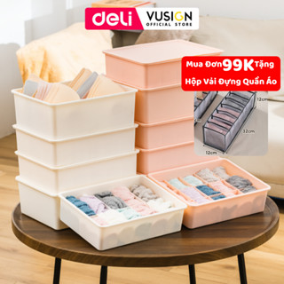Hộp Nhựa Đựng Đồ Lót Chia Nhiều Ngăn SIêu Dày Deli Khay Có Nắp Đa Năng Đựng Quần Áo,Tất Vớ Tiện Lợi