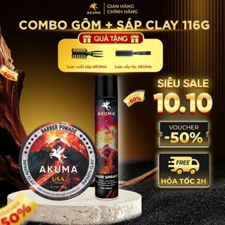 [COMBO] Sáp Vuốt Tóc, Gôm Xịt Tóc AKUMA  Giữ Nếp, Tạo Kiểu Tóc Lên Đến 10h, Hương Nước Hoa Nam