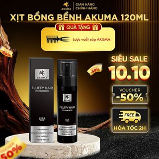 Chai Xịt Bồng Bềnh Làm Phồng Tóc AKUMA Fluffy Hair 120ml Chính Hãng, Hỗ Trợ Tạo Kiểu, Giữ Nếp Tóc