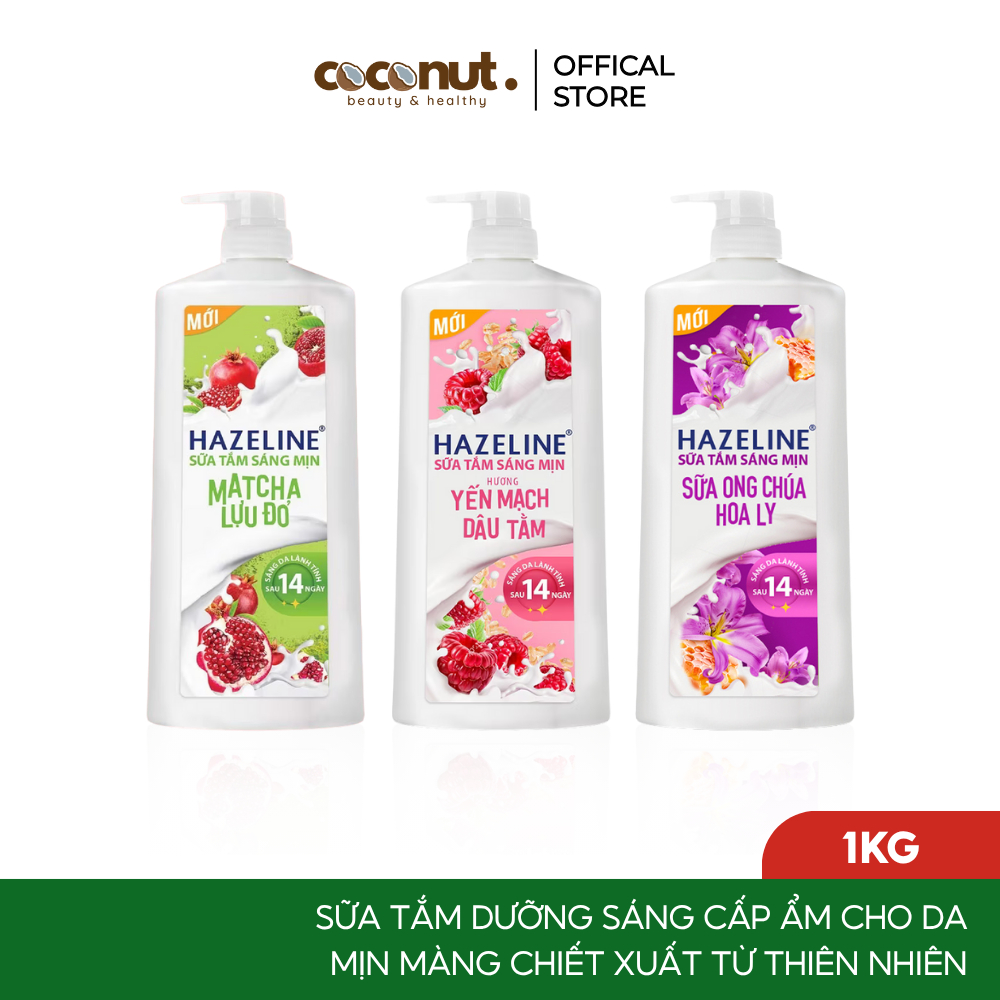 Sữa Tắm Dưỡng Thể Hazeline Matcha Lựu Đỏ, Hazeline Yến Mạch Dâu Tằm Giúp Làm Sáng Da 1kg