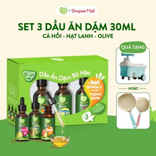 Combo dầu ăn dặm cho bé Mămmy cá hồi hạt lanh olive bổ sung DHA vitamin bé từ 6 tháng tuổi chai 30ml